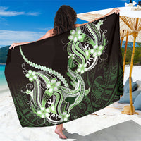 Green Black Aloha Hawaii Sarong Polynesian Shark Tattoo Plumeria