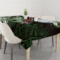 Green Black Aloha Hawaii Tablecloth Polynesian Shark Tattoo Plumeria