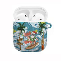 Hawaii Summer Christmas AirPods Case Surfing Santa Shaka Catch The Wave