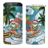 Hawaii Summer Christmas 4 in 1 Can Cooler Tumbler Surfing Santa Shaka Catch The Wave