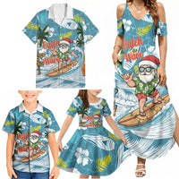 Hawaii Summer Christmas Family Matching Summer Maxi Dress and Hawaiian Shirt Surfing Santa Shaka Catch The Wave LT14 - Polynesian Pride