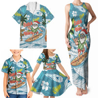 Hawaii Summer Christmas Family Matching Tank Maxi Dress and Hawaiian Shirt Surfing Santa Shaka Catch The Wave LT14 - Polynesian Pride