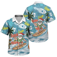 Hawaii Summer Christmas Family Matching Tank Maxi Dress and Hawaiian Shirt Surfing Santa Shaka Catch The Wave LT14 Son's Shirt Teal - Polynesian Pride