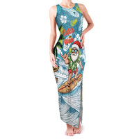 Hawaii Summer Christmas Family Matching Tank Maxi Dress and Hawaiian Shirt Surfing Santa Shaka Catch The Wave