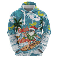 Hawaii Summer Christmas Hoodie Surfing Santa Shaka Catch The Wave LT14 - Polynesian Pride