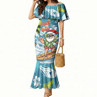 Hawaii Summer Christmas Mermaid Dress Surfing Santa Shaka Catch The Wave LT14 Women Teal - Polynesian Pride