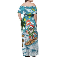 Hawaii Summer Christmas Off Shoulder Maxi Dress Surfing Santa Shaka Catch The Wave LT14 - Polynesian Pride