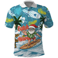 Hawaii Summer Christmas Polo Shirt Surfing Santa Shaka Catch The Wave LT14 Teal - Polynesian Pride