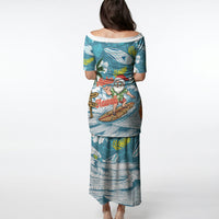 Hawaii Summer Christmas Puletasi Surfing Santa Shaka Catch The Wave LT14 - Polynesian Pride