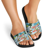 Hawaii Summer Christmas Slide Sandals Surfing Santa Shaka Catch The Wave
