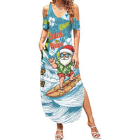 Hawaii Summer Christmas Summer Maxi Dress Surfing Santa Shaka Catch The Wave LT14 Women Teal - Polynesian Pride