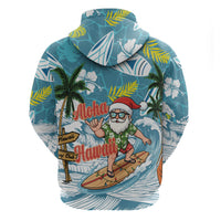 Hawaii Summer Christmas Zip Hoodie Surfing Santa Shaka Catch The Wave LT14 - Polynesian Pride