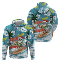 Hawaii Summer Christmas Zip Hoodie Surfing Santa Shaka Catch The Wave LT14 - Polynesian Pride
