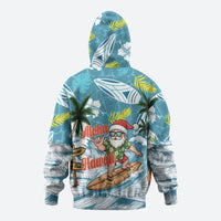 Hawaii Summer Christmas Zip Hoodie Surfing Santa Shaka Catch The Wave LT14 - Polynesian Pride