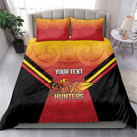 Papua New Guinea Rugby Custom Bedding Set Go PNG Hunters Polynesian Pattern - Polynesian Pride