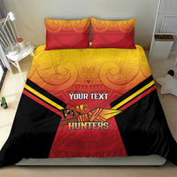 Papua New Guinea Rugby Custom Bedding Set Go PNG Hunters Polynesian Pattern - Polynesian Pride