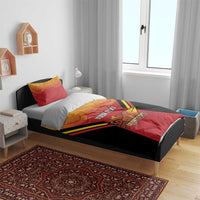 Papua New Guinea Rugby Custom Bedding Set Go PNG Hunters Polynesian Pattern - Polynesian Pride