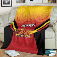 Papua New Guinea Rugby Custom Blanket Go PNG Hunters Polynesian Pattern - Polynesian Pride