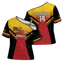 Papua New Guinea Rugby Custom Cross Shoulder Shirt Go PNG Hunters Polynesian Pattern LT14 - Polynesian Pride