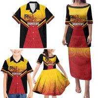 Papua New Guinea Rugby Custom Family Matching Puletasi and Hawaiian Shirt Go PNG Hunters Polynesian Pattern - Polynesian Pride