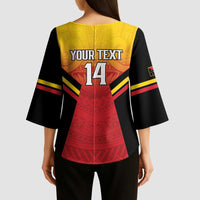 Papua New Guinea Rugby Custom Kimono Sleeve Blouse Go PNG Hunters Polynesian Pattern - Polynesian Pride