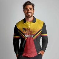 Papua New Guinea Rugby Custom Long Sleeve Polo Shirt Go PNG Hunters Polynesian Pattern - Polynesian Pride