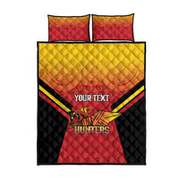 Papua New Guinea Rugby Custom Quilt Bed Set Go PNG Hunters Polynesian Pattern - Polynesian Pride