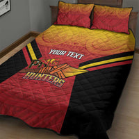 Papua New Guinea Rugby Custom Quilt Bed Set Go PNG Hunters Polynesian Pattern - Polynesian Pride