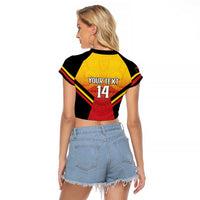 Papua New Guinea Rugby Custom Raglan Cropped T Shirt Go PNG Hunters Polynesian Pattern - Polynesian Pride