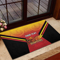 Papua New Guinea Rugby Custom Rubber Doormat Go PNG Hunters Polynesian Pattern - Polynesian Pride