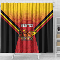 Papua New Guinea Rugby Custom Shower Curtain Go PNG Hunters Polynesian Pattern - Polynesian Pride