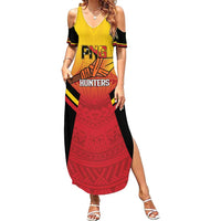 Papua New Guinea Rugby Custom Summer Maxi Dress Go PNG Hunters Polynesian Pattern - Polynesian Pride