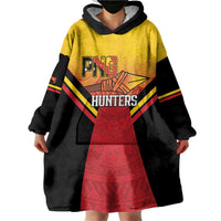 Papua New Guinea Rugby Custom Wearable Blanket Hoodie Go PNG Hunters Polynesian Pattern - Polynesian Pride
