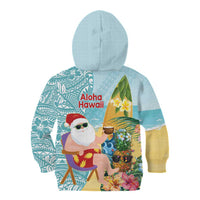 Aloha Hawaii Mele Kalikimaka Kid Hoodie Chilling Santa With Pineapple - Polynesian Pattern LT14 - Polynesian Pride