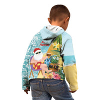 Aloha Hawaii Mele Kalikimaka Kid Hoodie Chilling Santa With Pineapple - Polynesian Pattern LT14 - Polynesian Pride