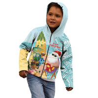 Aloha Hawaii Mele Kalikimaka Kid Hoodie Chilling Santa With Pineapple - Polynesian Pattern LT14 - Polynesian Pride