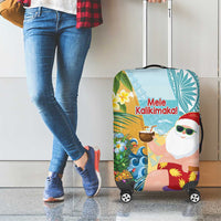 Aloha Hawaii Mele Kalikimaka Luggage Cover Chilling Santa With Pineapple - Polynesian Pattern
