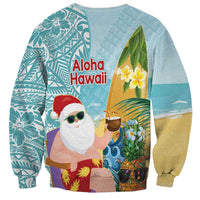 Aloha Hawaii Mele Kalikimaka Sweatshirt Chilling Santa With Pineapple - Polynesian Pattern LT14 - Polynesian Pride