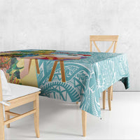 Aloha Hawaii Mele Kalikimaka Tablecloth Chilling Santa With Pineapple - Polynesian Pattern