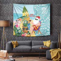 Aloha Hawaii Mele Kalikimaka Tapestry Chilling Santa With Pineapple - Polynesian Pattern LT14 - Polynesian Pride