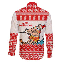 Mele Kalikimaka Hawaii Family Matching Off The Shoulder Long Sleeve Dress and Hawaiian Shirt Water-skiing Santa Tropical Vibes