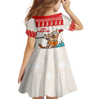 Mele Kalikimaka Hawaii Family Matching Off Shoulder Short Dress and Hawaiian Shirt Water-skiing Santa Tropical Vibes