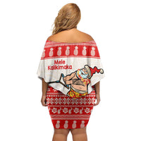 Mele Kalikimaka Hawaii Off Shoulder Short Dress Water-skiing Santa Tropical Vibes LT14 - Polynesian Pride