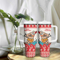 Mele Kalikimaka Hawaii Tumbler With Handle Water-skiing Santa Tropical Vibes