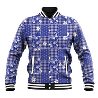 Blue Palaka Japanese Patterns Baseball Jacket Koi Fish Asanoha Sakura Patchwork Stylized - Polynesian Pride