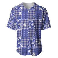Blue Palaka Japanese Patterns Baseball Jersey Koi Fish Asanoha Sakura Patchwork Stylized - Polynesian Pride