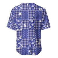 Blue Palaka Japanese Patterns Baseball Jersey Koi Fish Asanoha Sakura Patchwork Stylized - Polynesian Pride