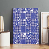 Blue Palaka Japanese Patterns Canvas Wall Art Koi Fish Asanoha Sakura Patchwork Stylized - Polynesian Pride