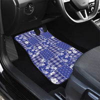 Blue Palaka Japanese Patterns Car Mats Koi Fish Asanoha Sakura Patchwork Stylized - Polynesian Pride