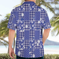 Blue Palaka Japanese Patterns Hawaiian Shirt Koi Fish Asanoha Sakura Patchwork Stylized - Polynesian Pride